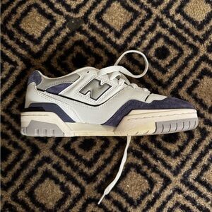 New Balance White and Navy Low-Top Trainer